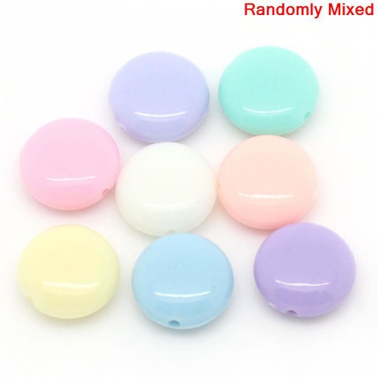 Picture of Pastel Acrylic Beads Round At Random Mixed About 12mm x 5mm, Hole: Approx 1mm, 200 PCs