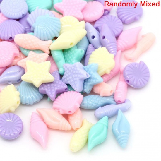 Picture of Pastel Acrylic Bubblegum Beads Underwater World At Random Mixed About 17mm x 7mm-12mm x 11mm, Hole: Approx 1.5mm, 300 PCs