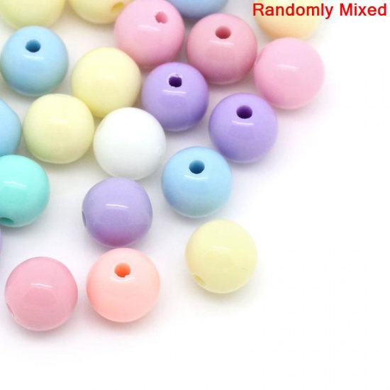 Picture of Pastel Acrylic Bubblegum Beads Round At Random Mixed About 8mm Dia, Hole: Approx 1.6mm, 300 PCs