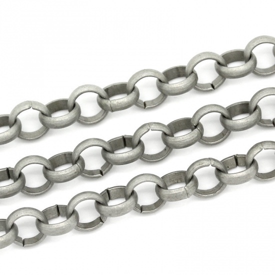 Picture of Iron Based Alloy Rolo Chain Findings Antique Silver 6mm(2/8") Dia, 5 M