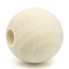 Image de Perles en Bois Forme Rond Naturel Diamètre: 3.5cm, Tailles de Trous: 10mm, 5 Pièces