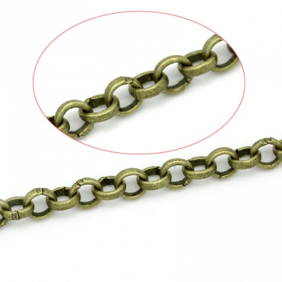 Picture of Iron Based Alloy Rolo Chain Findings Antique Bronze 4mm(1/8") Dia, 5 M