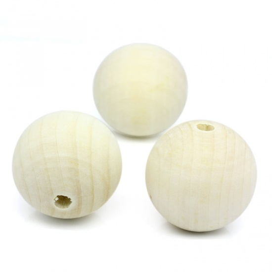 Picture of Wood Spacer Beads Round Natural 3.9cm Dia,Hole:Approx 6mm,5PCs