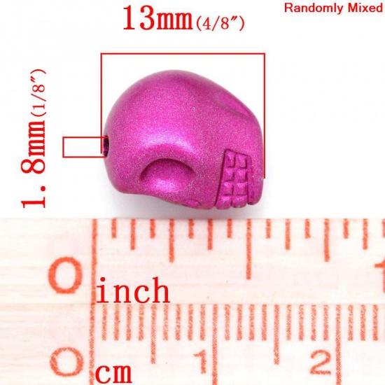 Picture of Acrylic Spacer Beads Halloween Skull At Random Mixed About 13mm x 11mm, Hole: Approx 1.8mm, 100 PCs
