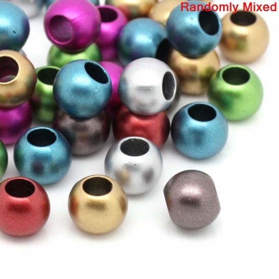 Picture of Acrylic European Style Large Hole Charm Beads Ball At Random Mixed About 12mm Dia, Hole: Approx 5.7mm, 200 PCs