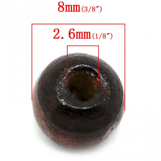 Picture of Wood Spacer Beads Drum Dark Brown 8x7mm,Hole:Approx 2.6mm,1000PCs