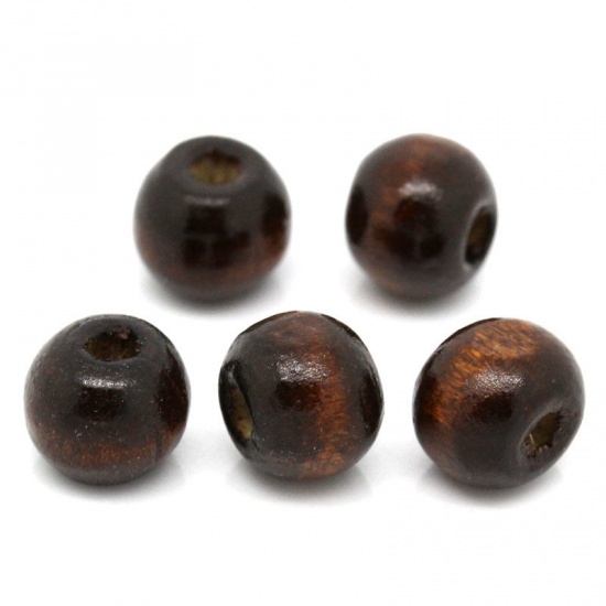 Picture of Wood Spacer Beads Drum Dark Brown 8x7mm,Hole:Approx 2.6mm,1000PCs