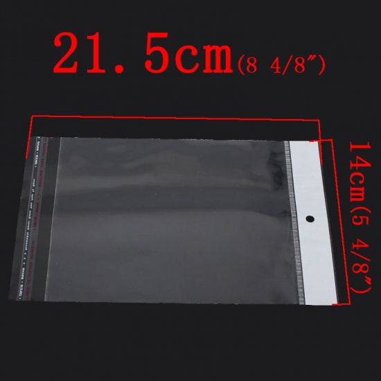 プラスチック製 接着ポリ袋 長方形 透明 (使用可能なスペース：16.5cmx14cm) 21.5cm x 14cm、 100 PCs の画像