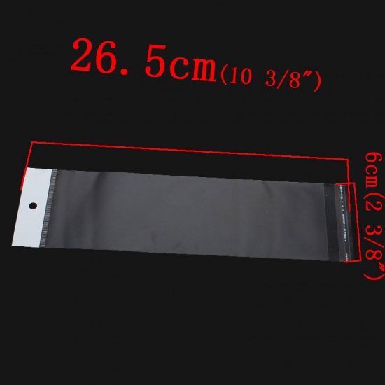 Image de Sachet Pochette Autocollant en Plastique Rectangle Transparent (Espace Utilisable: 21cmx6cm) avec Trou d'Accroche 26.5cm x 6cm, 200 PCs