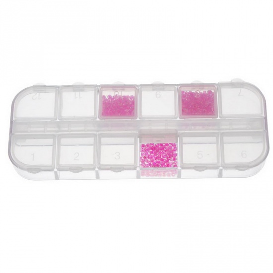 Picture of Acrylic Beads Organizer Container Storage Box Rectangle Transparent 13cm x 5cm(5 1/8" x2"), 1 Piece(12 Compartments)