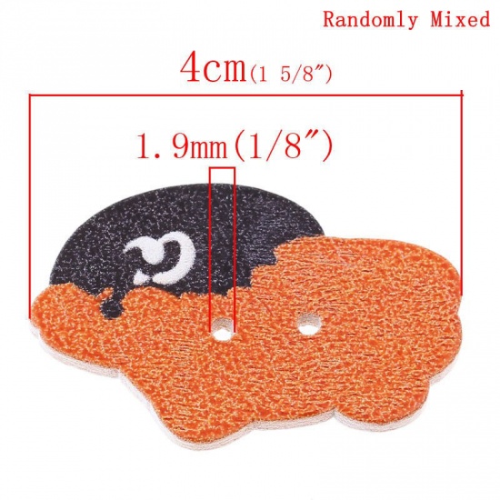 Picture of Natural Wood Easter Sewing Button Scrapbooking Sheep At Random Mixed 2 Holes 4cm x2.5cm(1 5/8" x1"), 50 PCs