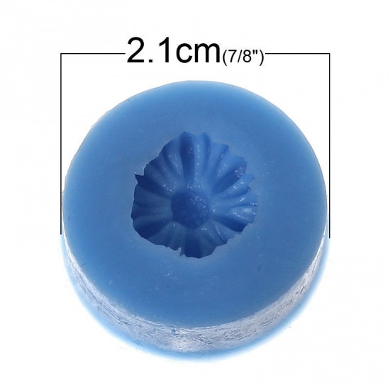 Picture of Silicone Mould For Polymer Clay Craft Round At Random Mixed Flower Carved 2.1cm( 7/8") Dia, 3 PCs