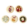 Picture of Wood Sewing Buttons Scrapbooking 2 Holes Round At Random Mixed Christmas Pattern 15mm( 5/8") Dia, 200 PCs