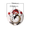 Immagine di Legno Bottone da Cucire ScrapbookBottone Tondo A Random Due Fori Babbo Natale Disegno 15mm Dia, 200 Pz