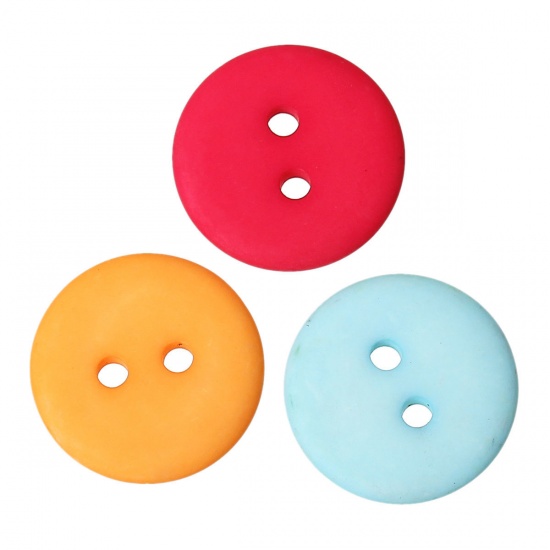Picture of Resin Sewing Buttons Scrapbooking 2 Holes Round At Random Mixed Frosted 18mm( 6/8") Dia, 50 PCs