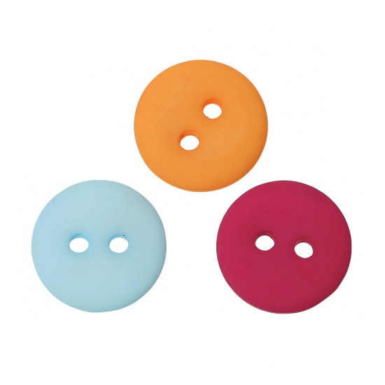 Picture of Resin Sewing Buttons Scrapbooking 2 Holes Round At Random Mixed Frosted 15mm( 5/8") Dia, 100 PCs