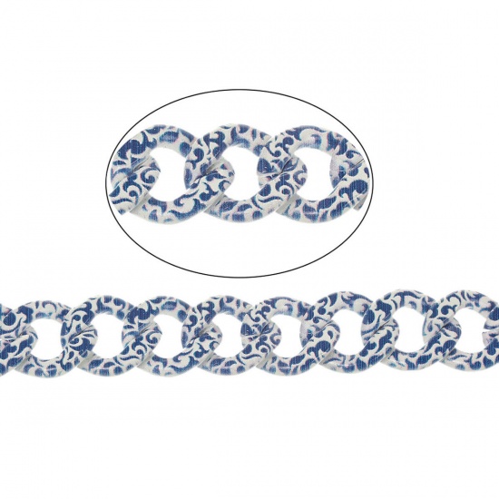 Imagen de Aluminio Enlace Curb Cadena Accesorios Azul 21x17mm, 1 M