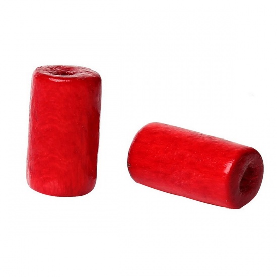 Picture of Wood Spacer Beads Column/Cylinder Red About 12mm x 6mm, Hole: Approx 1.5mm, 500 PCs