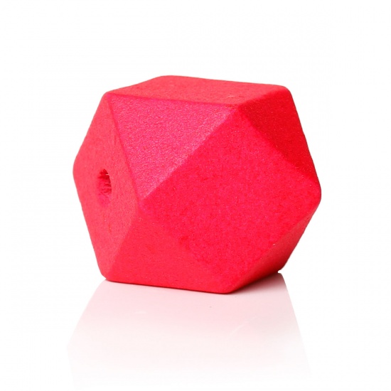 Imagen de Cuentas Madera de Polígono , Rojo Ciruela 20mm x 20mm, Agujero: acerca de 3.7mm-4.2mm, 30 Unidades