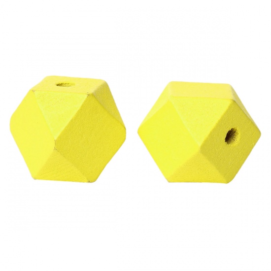 Bild von Holz Perlen Polygon Gelb 20mm x 20mm, Loch: 3.7mm-4.2mm, 30 Stücke
