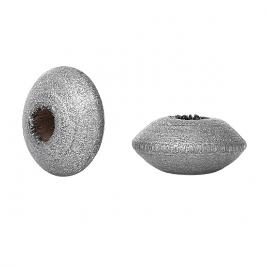 Picture of Wood Spacer Beads Rondelle Abacus SilverY About 10mm Dia, Hole: Approx 3mm, 500 PCs
