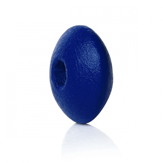 ウッド スペーサ ビーズ 円形 青 約 10mm直径、 穴：約 3mm、 500 個 の画像