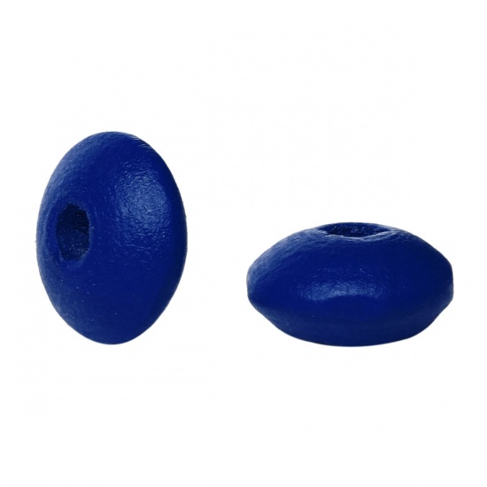 Picture of Wood Spacer Beads Rondelle Abacus Blue About 10mm Dia, Hole: Approx 3mm, 500 PCs