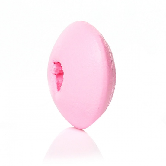 Picture of Wood Spacer Beads Rondelle Abacus Pink About 10mm Dia, Hole: Approx 3mm, 500 PCs