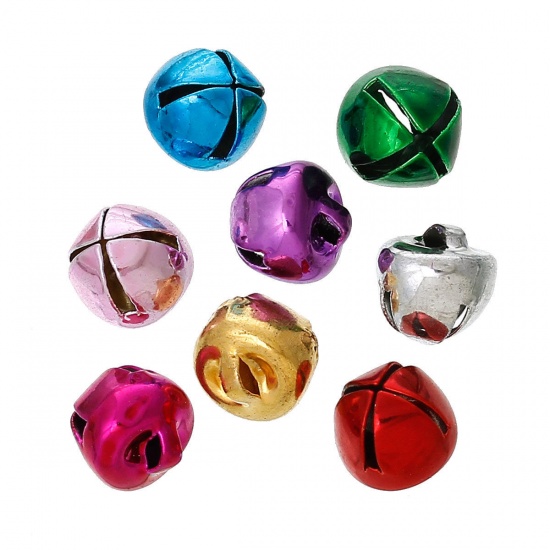 Image de Pendentifs en Laiton Clochette de Noël Couleur Mixte Lisse 8mm x 8mm, 100 Pcs