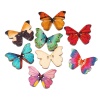 Picture of Wood Sewing Buttons Scrapbooking 2 Holes Butterfly At Random Mixed 28mm(1 1/8") x 21mm( 7/8"), 50 PCs