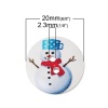 Picture of Wood Sewing Buttons Scrapbooking 2 Holes Round At Random Mixed Christmas Snowman Pattern 20mm( 6/8") Dia, 100 PCs