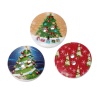 Bild von Holz Knöpfe Weihnachten Rund zufällig gemischt Zwei Löcher mit Weihnachten Muster 20mm D 100 Stück