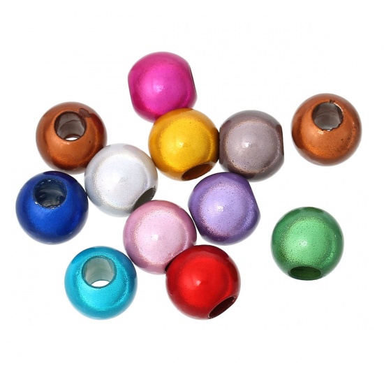 Picture of Acrylic European Style Large Hole Charm Beads Round At Random Mixed About 12mm x 11mm, Hole: Approx 4.8mm, 50 PCs