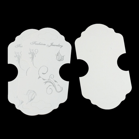 Bild von Papier Schmuck Halskette Display Karte Weiß , mit Blumen Muster, 10.3cm x 5.5cm, 1 Bündel (ca. 200 Stück/Bündel)