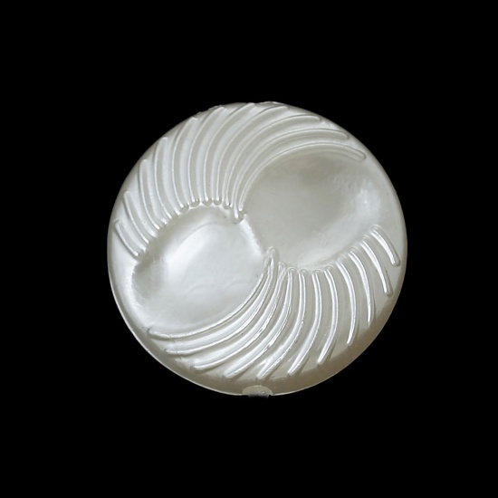 Picture of Acrylic Imitation Pearl Bubblegum Beads Round White Stripe Pattern About 20mm Dia, Hole: Approx 2.1mm, 100 PCs