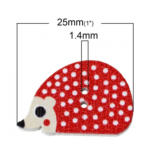Picture of Wood Sewing Button Scrapbooking Hedgehog At Random Mixed 2 Holes 25mm(1") x 16mm( 5/8"), 100 PCs