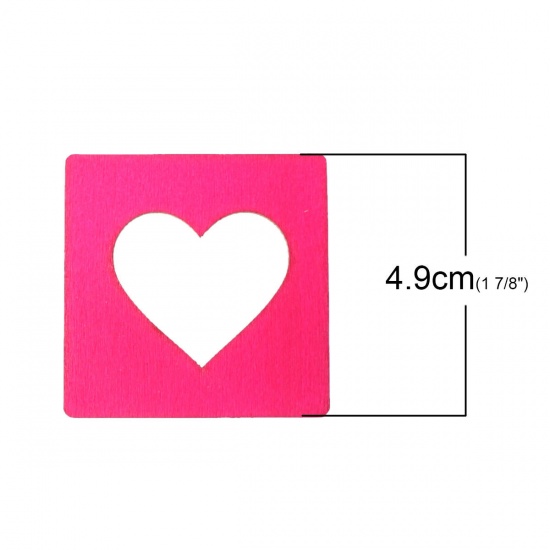 Immagine di Legno Cabochon per Abbellimento Quadrato A Random Cuore 4.9cm x 4.9cm , 20 Pz