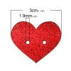 Picture of Wood Sewing Button Scrapbooking Heart At Random Mixed Glitter 2 Holes 30mm(1 1/8") x 25mm(1"), 20 PCs