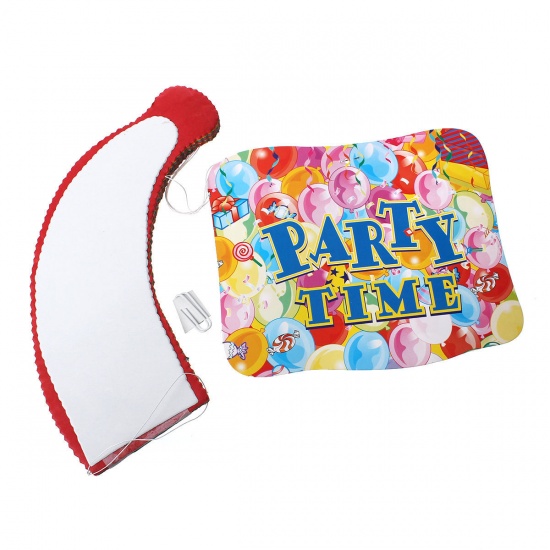 Bild von Papier Girlanden Party Dekoration Schirm Bunt Message "Party Time" 19cm x 17.5cm 1 Stück