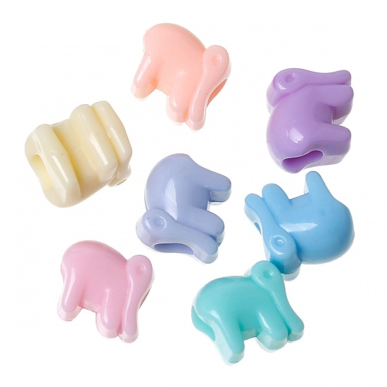 Picture of Acrylic Pastel Bubblegum Beads Elephant At Random Mixed About 10mm( 3/8") x 10mm( 3/8"), Hole: Approx 4.3mm, 200 PCs