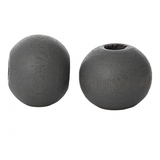 Picture of Wood Spacer Beads Round Dark Gray About 8mm Dia, Hole: Approx 2.4mm-2.8mm, 500 PCs