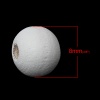 Image de Perles en Bois Forme Rond Blanc Diamètre: 8mm, Tailles de Trous: 2.4mm-3mm, 500 Pcs