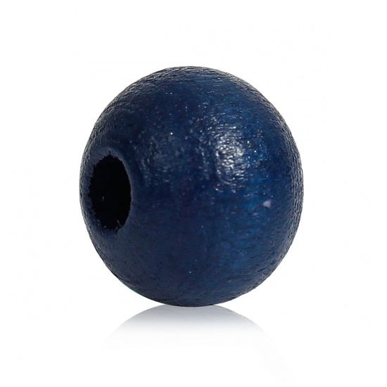 ウッド スペーサ ビーズ 円形 紺碧 約 8mm直径、 穴：約 2.5mm、 500 個 の画像