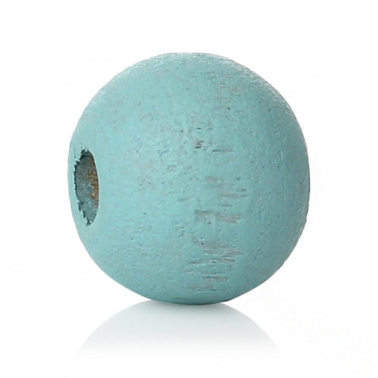 Picture of Wood Spacer Beads Round Skyblue About 8mm Dia, Hole: Approx 2.1mm-2.6mm, 500 PCs