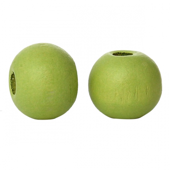 Picture of Wood Spacer Beads Round Grass Green About 8mm Dia, Hole: Approx 2.1mm-2.8mm, 500 PCs