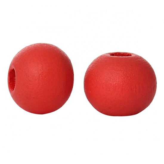 ウッド スペーサ ビーズ 円形 スイカの赤 約 6mm直径、 穴：約 1.8mm-2.4mm、 1000 個 の画像