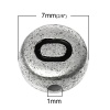 アクリル スペーサ ビーズ フラットラウンド シルバートーン 数字パターン 約 7mm直径、 穴：約 1mm、 500 個 の画像