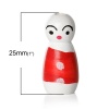 Изображение Деревянные Бусины Японская кукла, Красный 25мм x 12мм, 3mm-3.6mm, 30 ШТ