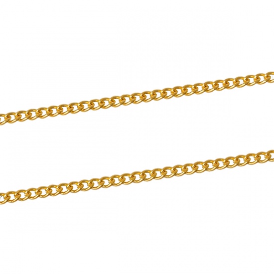 Picture of Iron Based Alloy Open Link Curb Chain Findings Gold Plated 3x2mm(1/8"x1/8"), 10 M