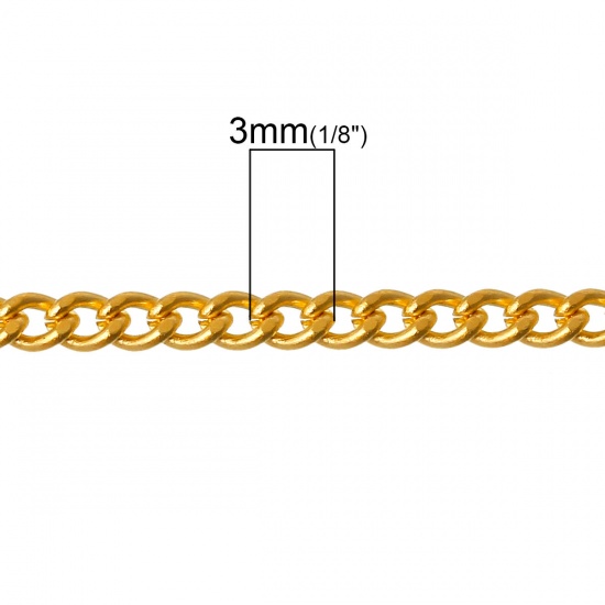 Immagine di Lega di Ferro Catena di Collegamenti Catena SingolareAccessore Oro Placcato 3x2mm , 10 M